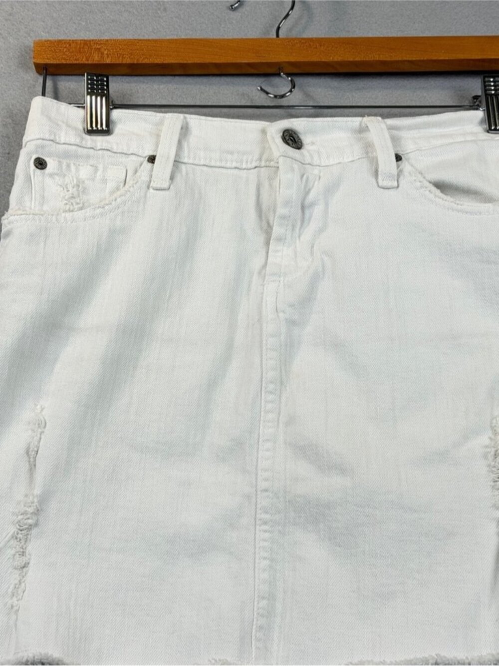 White Distressed Denim Mini Skirt Sz 26⛱ - Picture 2 of 3